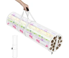 Aiqinu įvyniojimo popieriaus laikymo dėklas su rankenomis, skaidrūs laikymo ritiniai su užtrauktuku, 100 cm x 20 cm, aukštos kokybės pvc, skirtas dovanų popieriaus ritiniams ir kalėdinio popieriaus ritiniams