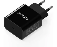 Aisens - A110-0538 - Usb-c Pd įkroviklis, 20w, 5v/3a, 9v/2.2a, 12v/1.66a, juodas
