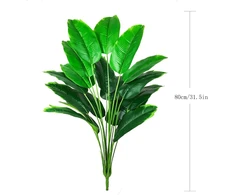 Aivoriuy dirbtinis augalas, palmės lapai, krūmas, bananų medis, dirbtinis paukštis iš rojaus, atogrąžų lapai, žali netikri palmės plastikiniai palmės medžiai 80 cm dideli džiunglių vakarėlio palmės lapai, kambario augalų dekoracijos