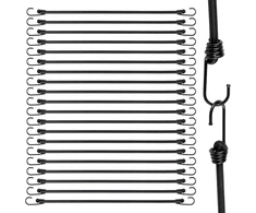 Akicderu Elastinės juostos su kabliukais, itin tvirtas expander'is su kabliukais, 20 vnt. pakuotė, tvirtas guminis įtempiklis su kabliukais, 30 cm, universalios guminės juostos su kabliukais, guminiai įtempikliai bagažui, kroviniams