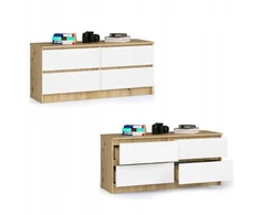 Akord komoda K120 su 4 stalčiais, artisan ąžuolas/balta