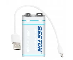 Akumuliatorius baterija 9v Audio Usb 1000mah 6lr61 R9 + maitinimo kabelis J 6am6