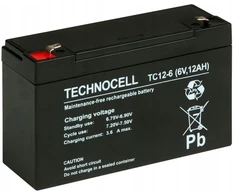 Akumuliatorius baterija agm vrla technocell tc 6v 12ah tc12-6 tc12 ups maitinimo šaltinis
