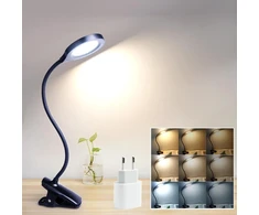 Lova Akynite 36 led įkraunama skaitymo lempa su baterija, usb adapteris įtrauktas, 3 spalvų keitimas ir 3 ryškumo lygiai, lovos lempa su spaustuku be kabelio miegamajam, stalo lempa, juoda
