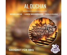 Al Duchan - 1kg Premium kokosų anglių pakuotė (28 vnt.) | Natūralios kokosų anglys | Aukštos kokybės kokosų anglies kubeliai | Kepsninės ir anglies briketai