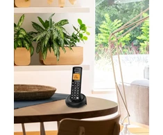 Alcatel E260 S. Voice - belaidis Dect telefonas su atsakikliu - didelis apšviestas ekranas - skambinimas laisvomis rankomis - nepageidaujamų skambučių blokavimo funkcija - juodas
