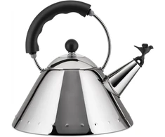 Alessi 9093 B virdulys, nerūdijantis plienas, su rankena ir paukščio formos švilpuku, poliamidas, juodas