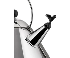 Alessi 9093 B virdulys, nerūdijantis plienas, su rankena ir paukščio formos švilpuku, poliamidas, juodas