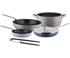 Alessi Tama Gia100s5 6 dalių puodų rinkinys, aliuminis su nelimpančia danga ir 18/10 nerūdijantis plienas