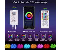 Alexa Led juosta 30 m, Luxonic Smart Rgb Led juostos, Alexa Led girliandos, valdomos programėle, muzikos sinchronizacija, veikia su Google Assistant, itin ilga Led juosta su maitinimo šaltiniu ir nuotolinio valdymo pulteliu