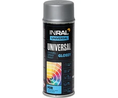 Aliejiniai universalūs greitai džiūstantys aliuminio spalvos dažai purškikliu Inral, 400 ml, blizgūs