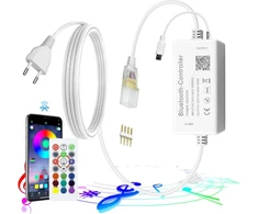 Alitove bluetooth valdiklis, skirtas tik rgb spalvą keičiančioms led juostoms, ac 220v-230v maitinimo adapteris su ir nuotolinio valdymo pulteliu neoninei led juostai, suderinamas su b0cd298py7 b0cd29dws5 (be neoninės šviesos)