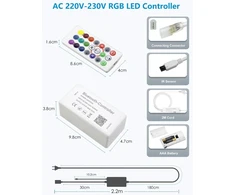 Alitove bluetooth valdiklis, skirtas tik rgb spalvą keičiančioms led juostoms, ac 220v-230v maitinimo adapteris su ir nuotolinio valdymo pulteliu neoninei led juostai, suderinamas su b0cd298py7 b0cd29dws5 (be neoninės šviesos)