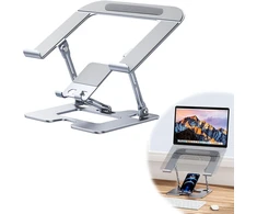 Aliumininis ergonomiškas nešiojamojo kompiuterio stovas, nešiojamojo kompiuterio stovas, reguliuojamo aukščio, tvirtas aliumininis, ventiliuojamas ergonomiškas nešiojamojo kompiuterio stovas su reguliuojamu aukščiu, skirtas stalui, sulankstomas monitoriau