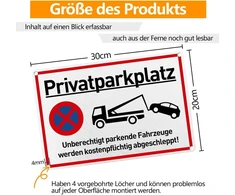 Aliuminio įspėjamasis ženklas su 4 gręžimo skylėmis užapvalintais kampais saugos ženklas Pažeidžiantis transporto priemonė nutempiama savininko sąskaita
