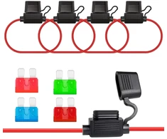 Allecin 4 vnt. automobilinių saugiklių laikiklių rinkinys 10awg laidų ašmeninių saugiklių laikiklis įmontuotas 32v saugiklių laikiklis vandeniui atsparus ašmeninių saugiklių laikiklis su 10a 15a 30a 40a standartiniais ašmeniniais saugikliais automobiliui