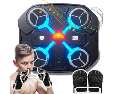 Allomn muzikos bokso treniruoklis, išmanusis bluetooth bokso treniruoklis su bokso pirštinėmis, prie sienos montuojamas smūgiavimo treniruoklis su 3 greičio lygiais, smagi ir saugi mankšta suaugusiems ir vaikams