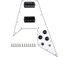 Alnicov 3 sluoksnių įkrautas laidinis gitaros skydelis, suderinamas su Gibson Flying V stiliaus gitara, baltas