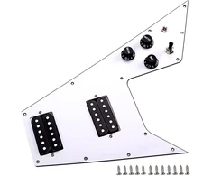 Alnicov 3 sluoksnių įkrautas laidinis gitaros skydelis, suderinamas su Gibson Flying V stiliaus gitara, baltas