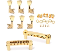 Alnicov Tune-o-matic gitaros tiltelis ir gitaros derintuvai, muzikos instrumentų priedai, auksinės spalvos