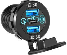 Alnicov Usb automobilinis įkroviklis 12v/24v 36w greitas įkrovimas Qc3.0 dvigubas Usb įkroviklis maitinimo lizdas greito įkrovimo adapteris su jungikliu Led voltmetras