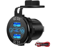 Alnicov Usb automobilinis įkroviklis 12v/24v 36w greitas įkrovimas Qc3.0 dvigubas Usb įkroviklis maitinimo lizdas greito įkrovimo adapteris su jungikliu Led voltmetras