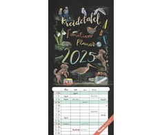Alpha Edition – Chalkboard Family Planner 2025 šeimos kalendorius, 22 x 45 cm, kalendorius su 5 stulpeliais, 100 metų kalendorius, iliustracijos Eva Czapla ir švenčių datos De/at/ch