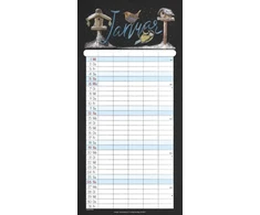 Alpha Edition – Chalkboard Family Planner 2025 šeimos kalendorius, 22 x 45 cm, kalendorius su 5 stulpeliais, 100 metų kalendorius, iliustracijos Eva Czapla ir švenčių datos De/at/ch