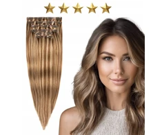 Alterna Besiūlės natūralios plaukų sruogos su segtukais 50 cm 120 g #6/18 Toffi Baleyage ruda