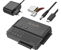 Alxum Ide ir Sata adapteris, Usb Type-c 5gbps kietojo disko adapteris su klonavimu, maitinimo jungiklio adapteris 2.5/3.5 colių Sata Hdd &amp; Ide Hdd kietojo disko keitikliui, su 12v/2a maitinimo šaltiniu ir Usb C laidu