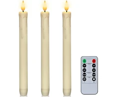 Amagic 3 Led žvakių rinkinys, stalinės žvakės be liepsnos su nuotolinio valdymo pulteliu, Led žvakės su baterijomis, 3d dagties šviesa