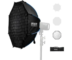 Amaran Octa Dome 90 aštuonkampis „bowens“ jungties softbox'as 90 cm, vieno spragtelėjimo nustatymo šviesos modifikatorius su difuzoriumi ir korio tinkleliu portretinei fotografijai ir studijos interviu, nešiojamas su nešiojimo krepšiu