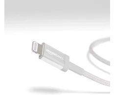 Amazon Basics nailono pintas lightning į usb-c kabelis, mfi sertifikuotas įkrovimo kabelis, skirtas iphone 12/12 pro/12 pro max/11/11 pro/11 pro max/x/xs/xr/xs max/8/8 plus, sidabrinis, 1.8 m