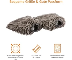 Amazon Basics prabangi automobilio plovimo pirštinė-rankšluostis, mikropluoštas, 2 vnt., tamsiai pilka, 30x20 cm