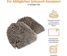 Amazon Basics prabangi automobilio plovimo pirštinė-rankšluostis, mikropluoštas, 2 vnt., tamsiai pilka, 30x20 cm