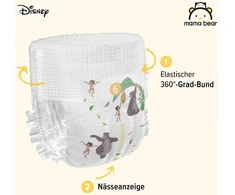 Amazon Brand - Mama Bear Disney sauskelnės-kelnaitės - dydis 6 (15+ kg), baltos, 60 vnt. (1 pakuotė)