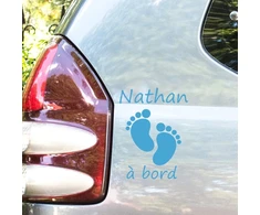 Ambiance Sticker personalizuoti vardiniai lipdukai | Baby on Board | Sienų dekoracija vaikų kambariui | 2 lapai po 25 x 20 cm ir 45 x 30 cm - ledinė mėlyna