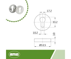 Amig cilindro rozetė, 65x31mm, nerūdijantis plienas, matinė sidabrinė
