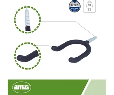 Amig - garažo ir sodo įrankių kabliai | tvirtinimo prie sienos laikiklis | plienas | neslystanti guminė danga | keliamoji galia: 25 kg