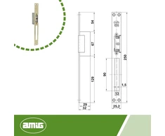 Amig įleidžiamas elektrinis durų atidarytuvas | Mod.20 | 250 x 25 x 3mm | Srovė 1.1a | Su 8-12v rite | Spyna pyragams, parduotuvėms ar biurui