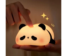 Ammtoo naktinė lemputė vaikams Panda, pritemdoma panda lemputė su laikmačiu, valdoma lietimu silikoninė naktinė lemputė kūdikiams, Usb įkraunama miela panda lemputė, miela naktinė lemputė vaikų kambario dekoracija (panda)