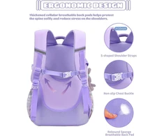 Dėlionė Amythe mokyklinė kuprinė mergaitėms paaugliams, vandeniui atspari kuprinė su ergonomišku dizainu, madinga laisvalaikio kuprinė vaikams į mokyklą ar keliones, violetinė, kuprinės