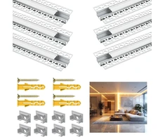 Angdarun Led gipso kartono profilis profesionalams, skirtas 18 mm juostoms, 6 vnt. x 1 Led profilio metras, aliuminio gipso kartono juostos difuzorius sienoms ir luboms, juostinis difuzorius, skirtas Philips Hue juostai
