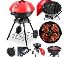 Anglinis Bbq sodo grilis briketams uždaromas su ratukais dangtis lentyna grotelės