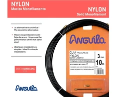 Anguila nailono viengyslių kabelių įtraukimo įrankis, 10 m, 3 mm skersmens, keičiami galai, juodas