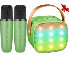 Muzikinis centras Ankuka karaoke mašina vaikams, karaoke sistema vaikams ir suaugusiems su 2 mikrofonais, balso keitikliu, vakarėliams, gimtadieniams ir kalėdoms (žalia)