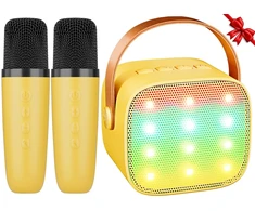 Muzikinis centras Ankuka Karaoke rinkinys su 2 mikrofonais, geltonas