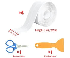 Anlising lipni sandarinimo juosta, 4 minkštos grindjuostės, lipnios, siunčiama mentelė + sulankstomos žirklės, siūlių sandarinimo juosta, pvc sandarinimo juostelės, virtuvei, kriauklei, stalviršiui (38 mm x 3,2 m)