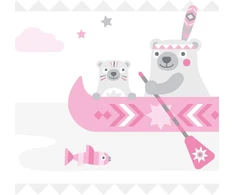Anna Wand lipni vaikiškų kambarių bordiūras pagamintas Vokietijoje, tapetų bordiūras 450 x 11.5 cm, sienų lipdukas mergaitėms ir berniukams, little indians pink/pilkas