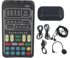 Annadue balso keitiklis, i9 balso keitiklio rinkinys, nešiojama garso plokštė tiesioginei transliacijai su mikrofonu ir ausinėmis, skirta ps4/switch/pc (juoda)